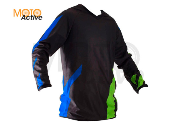 Футболка для мотокросса ATAKI Strike синяя/зеленая